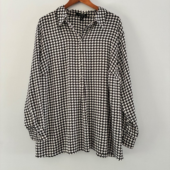 Lauren Ralph Lauren Tops - Lauren Ralph Lauren Shirt 3X Houndstooth Blouse Office Sophisticated Preppy